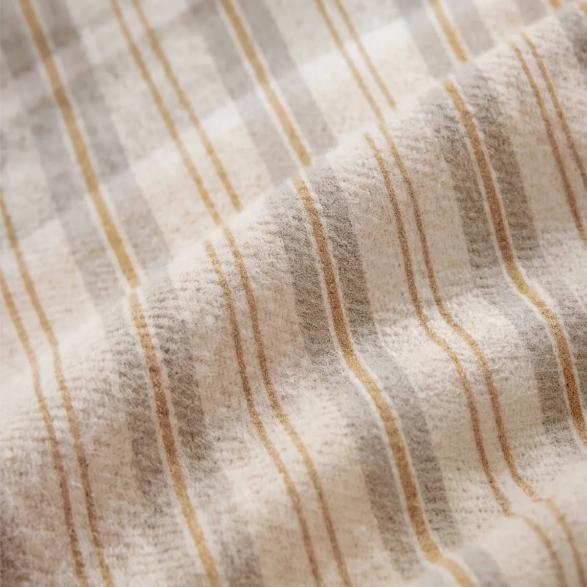 Federa quadrata in flanella di cotone (80 x 80 cm) Nina righe Beige