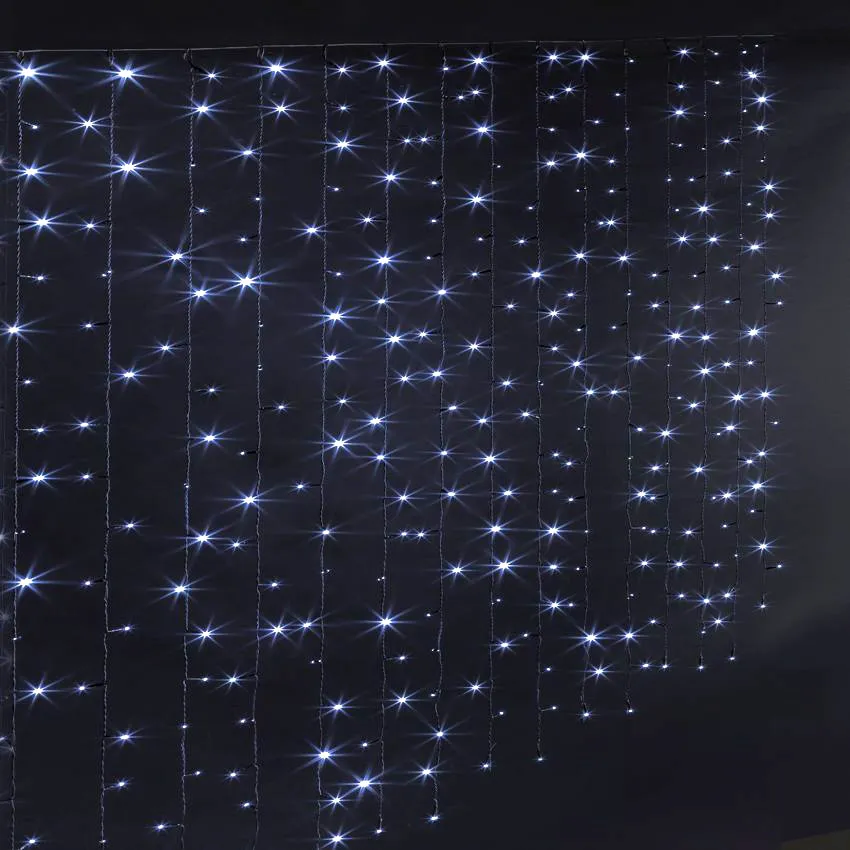 Rideau lumineux à piles H2 m L1,50 m 300 LED Blanc froid 