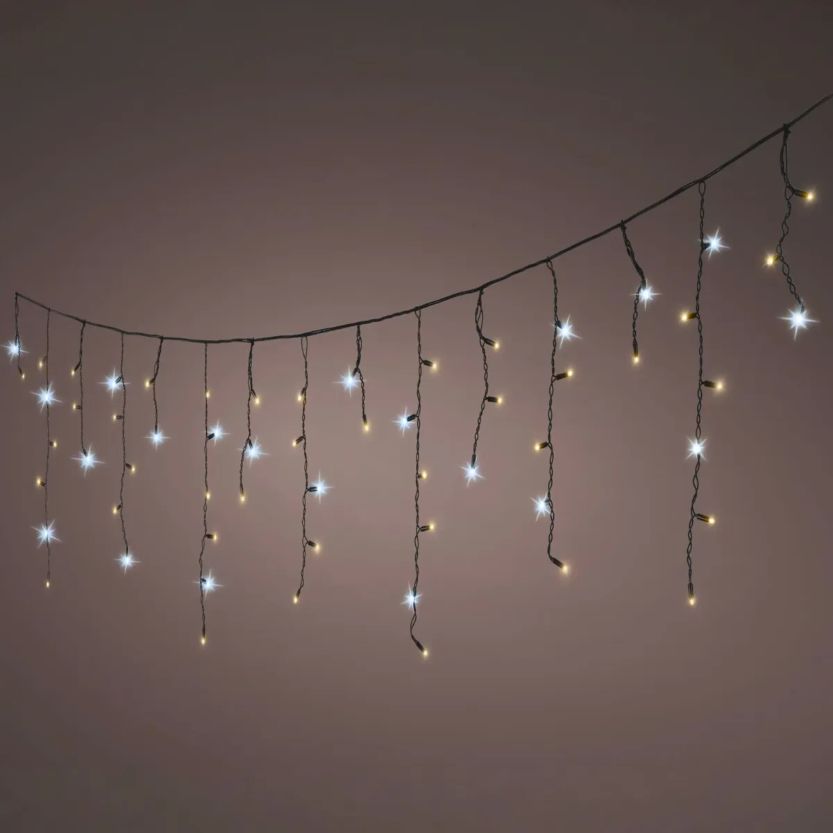 Stalattite luminosa collegabile 3,60 m 96 LED cavo nero Pro-lights Flash Bianco caldo e freddo