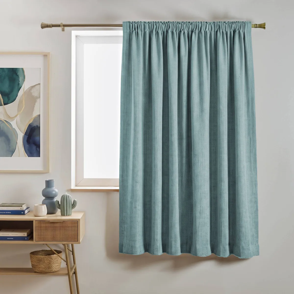Tenda semi-oscurante Total Blackout passanti nascosti (140 x 240 cm) Ombra Blu petrolio