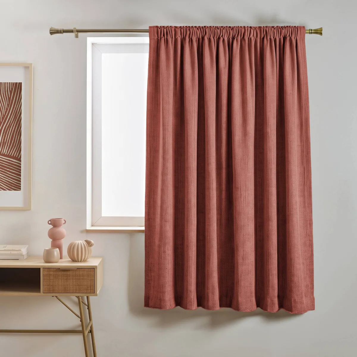 Tenda semi-oscurante Total Blackout passanti nascosti (140 x 240 cm) Ombra Terracotta