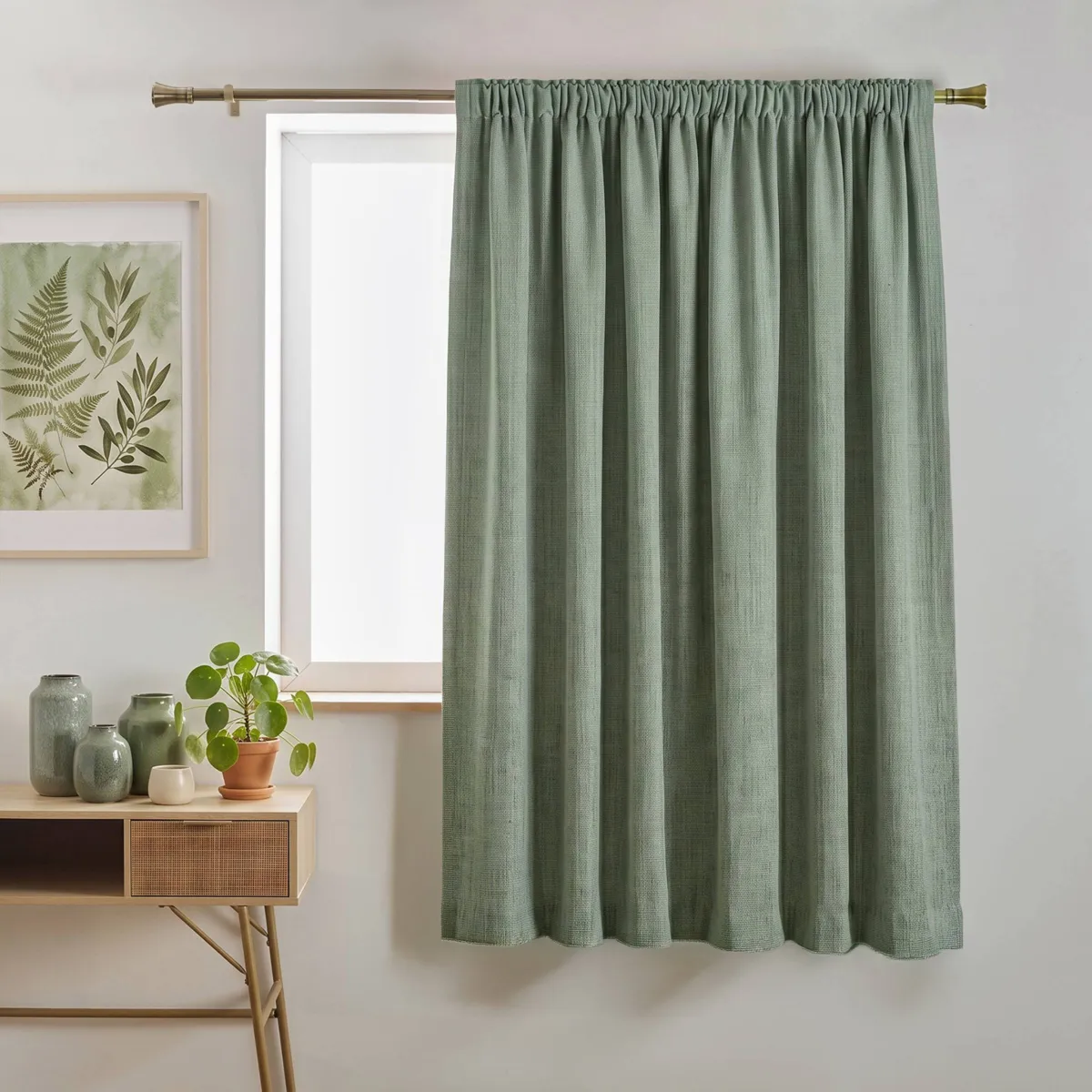 Tenda semi-oscurante Total Blackout passanti nascosti (140 x 240 cm) Ombra Verde eucalipto