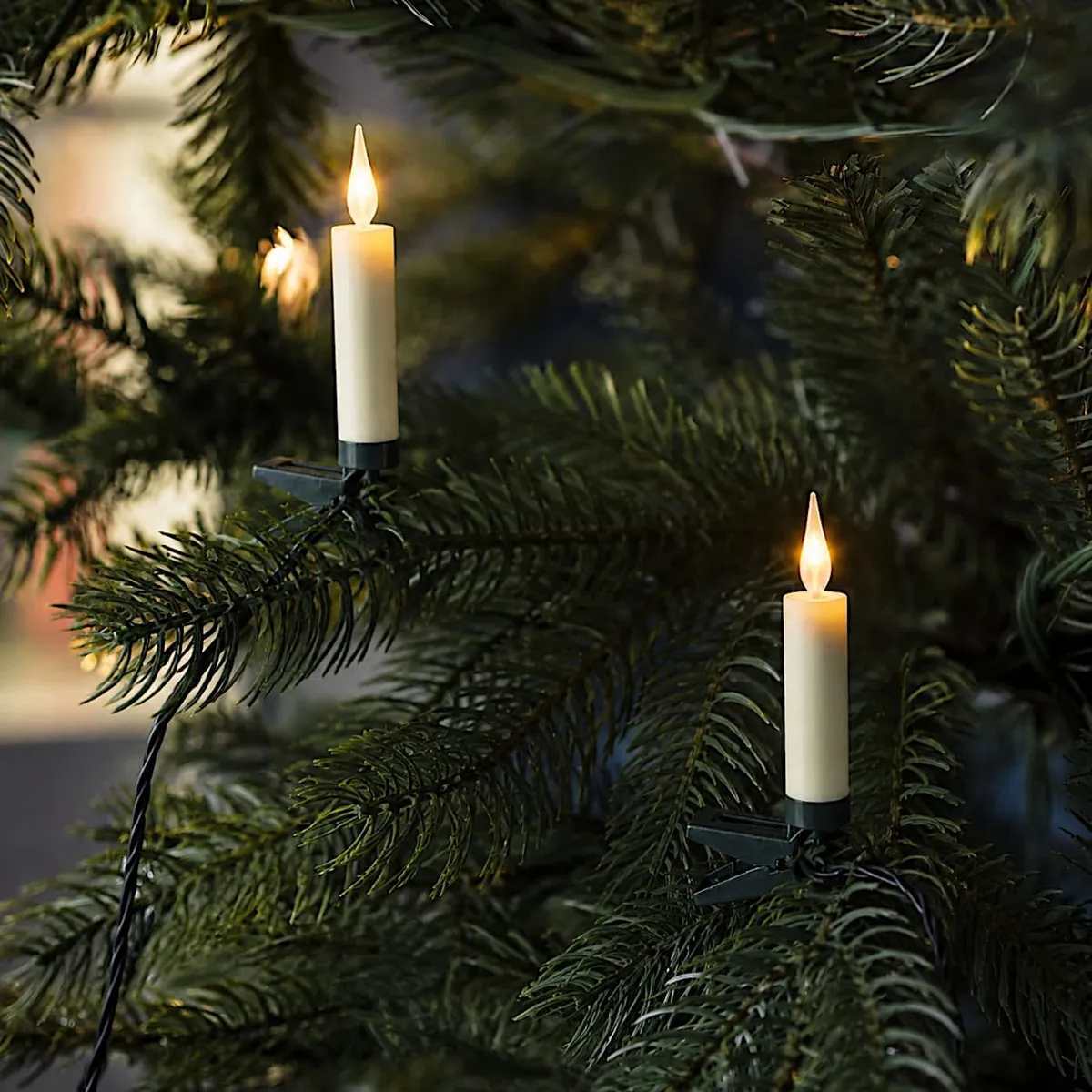 Set di 10 candele LED con pinza a pile (H10 cm) Fiamma Bianco caldo