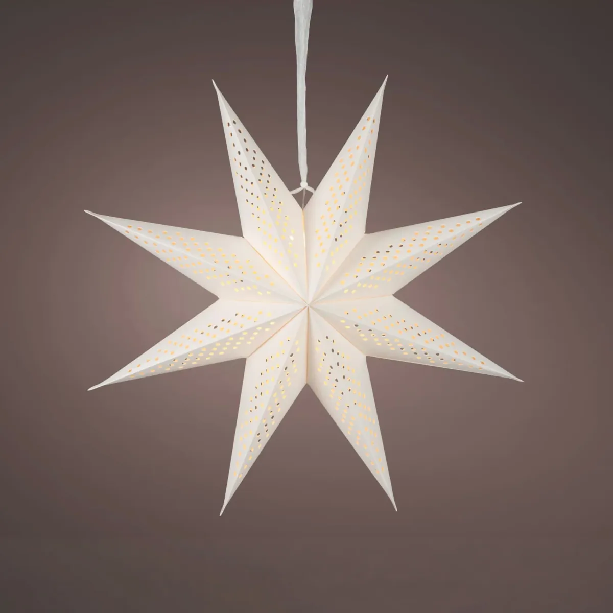 Stella luminosa da appendere in carta (D58 cm) Origami Nordic Bianco e bianco caldo