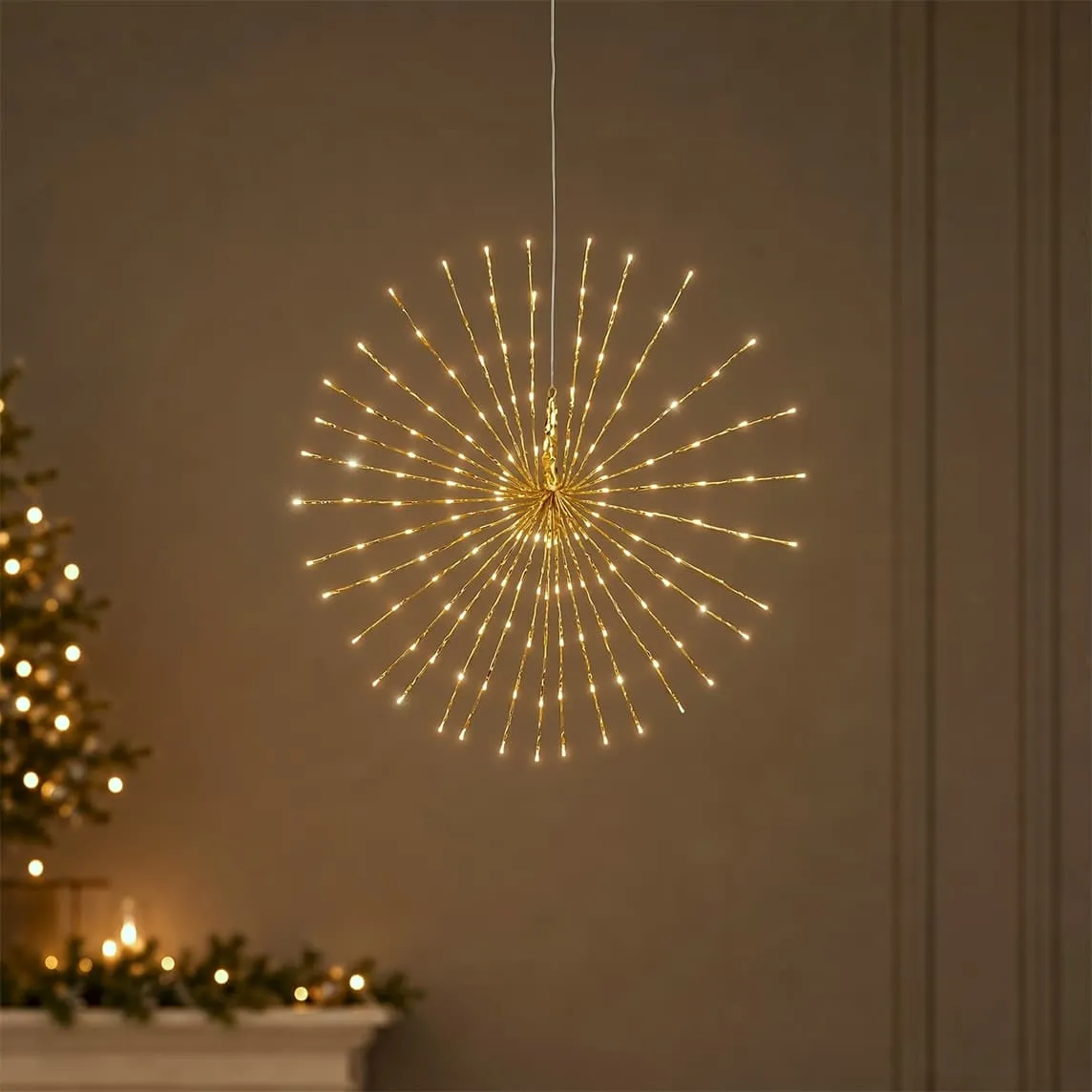 Sospensione luminosa 60 LED (D45 cm) Stella polare Flash Oro e bianco caldo dorato