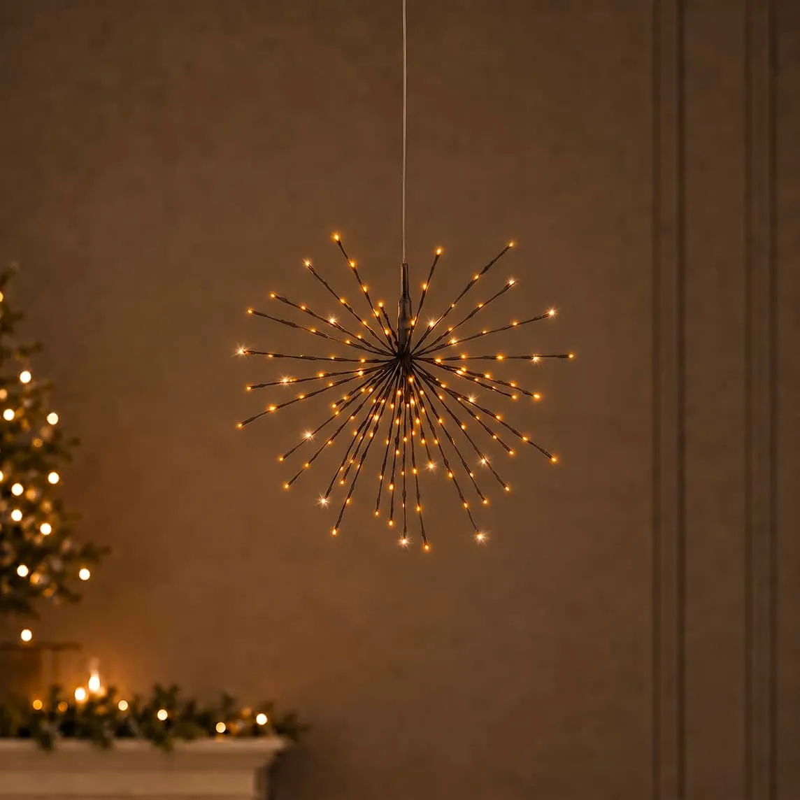 Sospensione luminosa 60 LED (D45 cm) Stella polare Flash Nero e bianco caldo