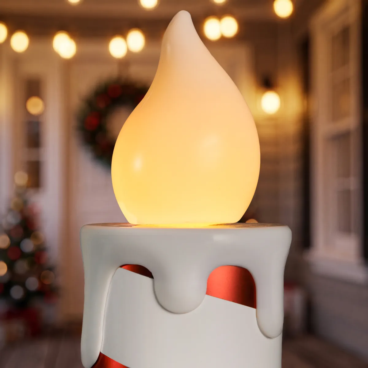Lot de 2 bougies lumineuses Géantes (H82 cm) Candy Candle Rouge et blanc