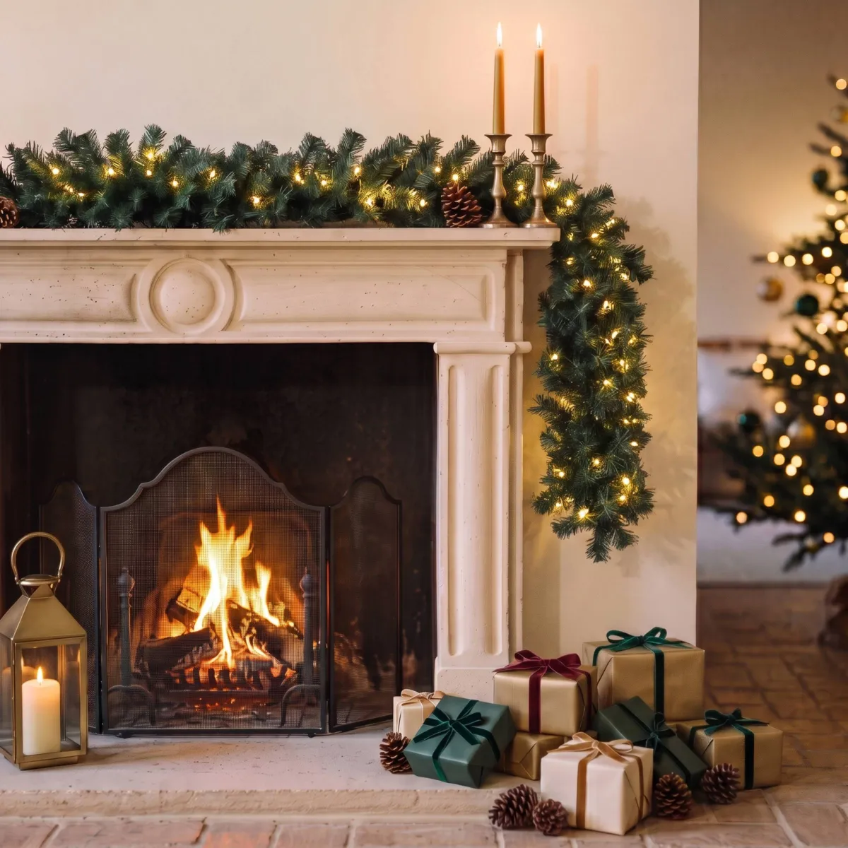 Guirnalda luminosa de árbol de Navidad (180 cm - D25) Royal Verde y blanco cálido