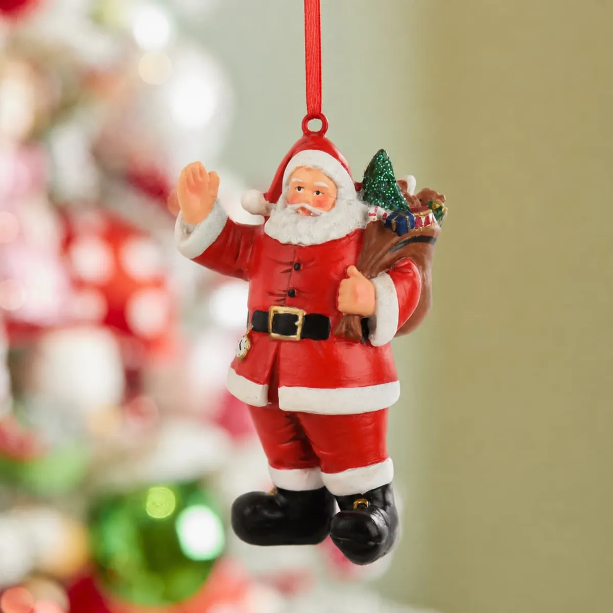 Addobbi natalizi (H10 cm) - Babbo Natale con la sua sacca di regali