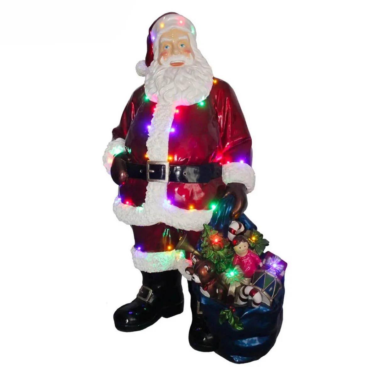 Babbo Natale luminoso gigante 33 LED (H190 cm) Santa Klaus e la sacca dei regali