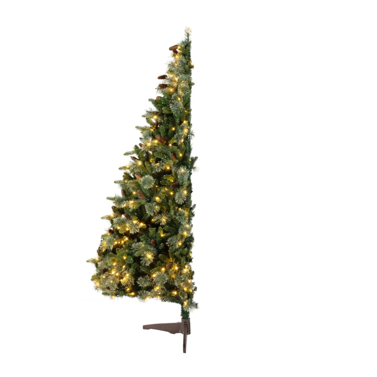 Mezzo albero di Natale artificiale luminoso 200 LED (H180 cm) Washington Verde e bianco caldo