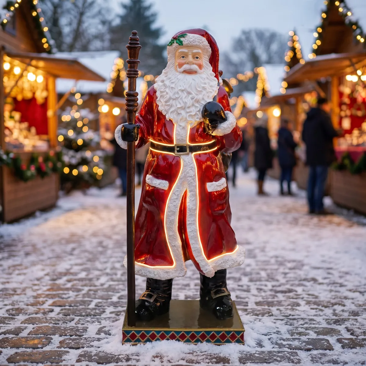 Babbo Natale tradizionale luminoso 36 LED (H157 cm) Il Grande viaggiatore del Polo Nord
