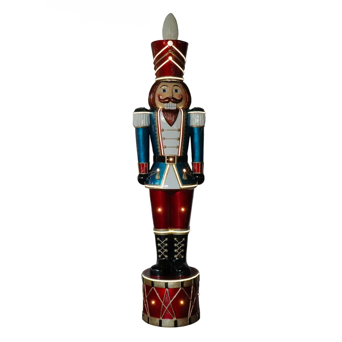 Soldato Schiaccianoci luminoso gigante 21 LED (H201 cm) Serafino Maestà Blu e bianco