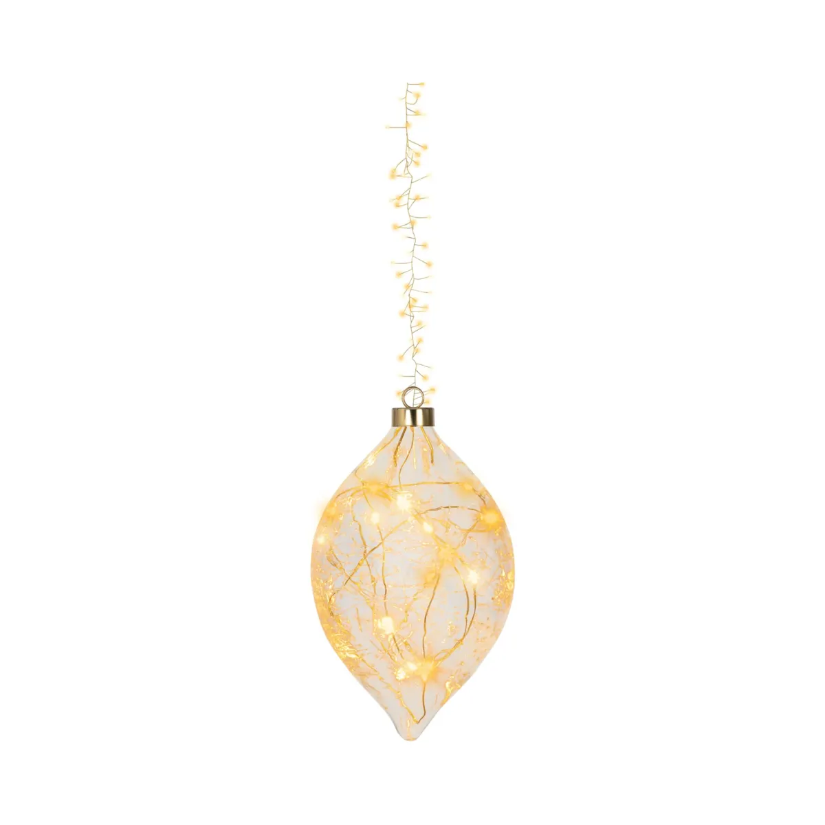 Sospensione luminosa a pile effetto flash (D12,5 cm) Goccia di Natale Oro e bianco caldo
