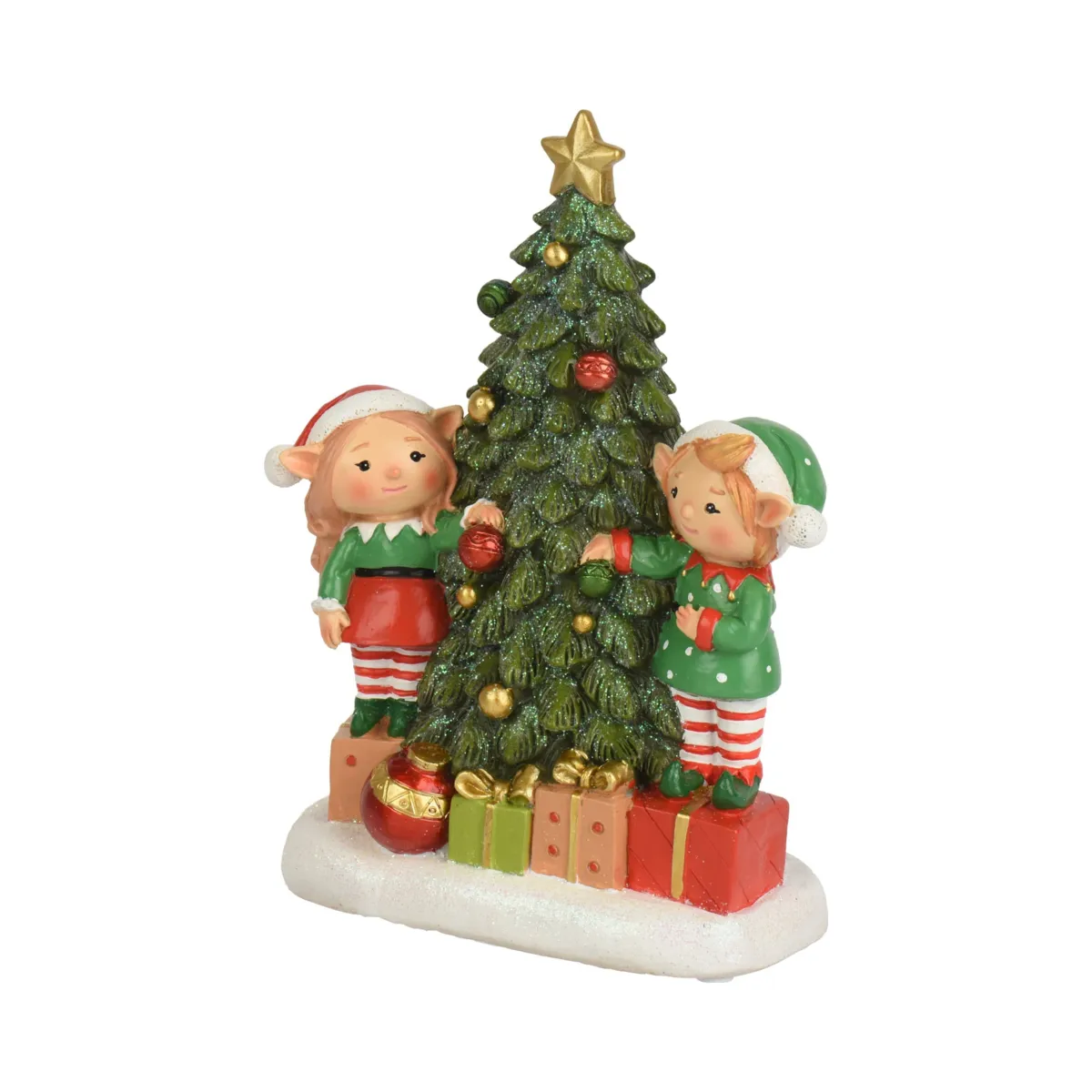 Carillon a pile (H22 cm) Albero di Natale e folletti Multicolore