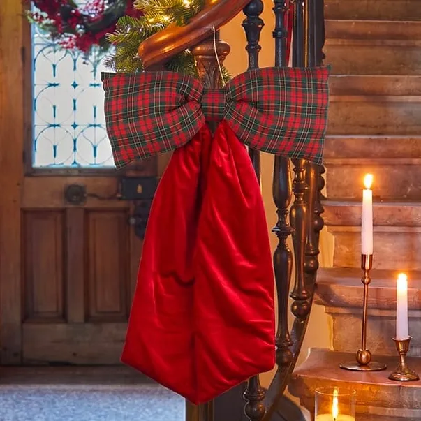 Fiocco di Natale Gigante (H80 cm) Velluto chic Tartan
