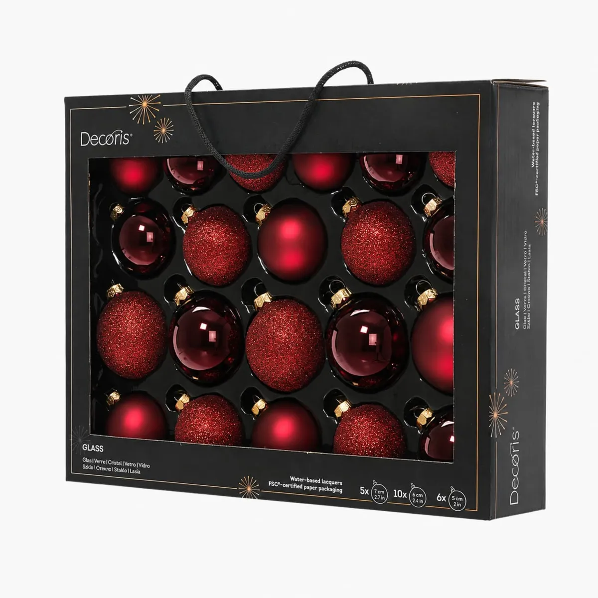 Set di 21 palline di Natale in vetro assortite Cristallo Bordeaux