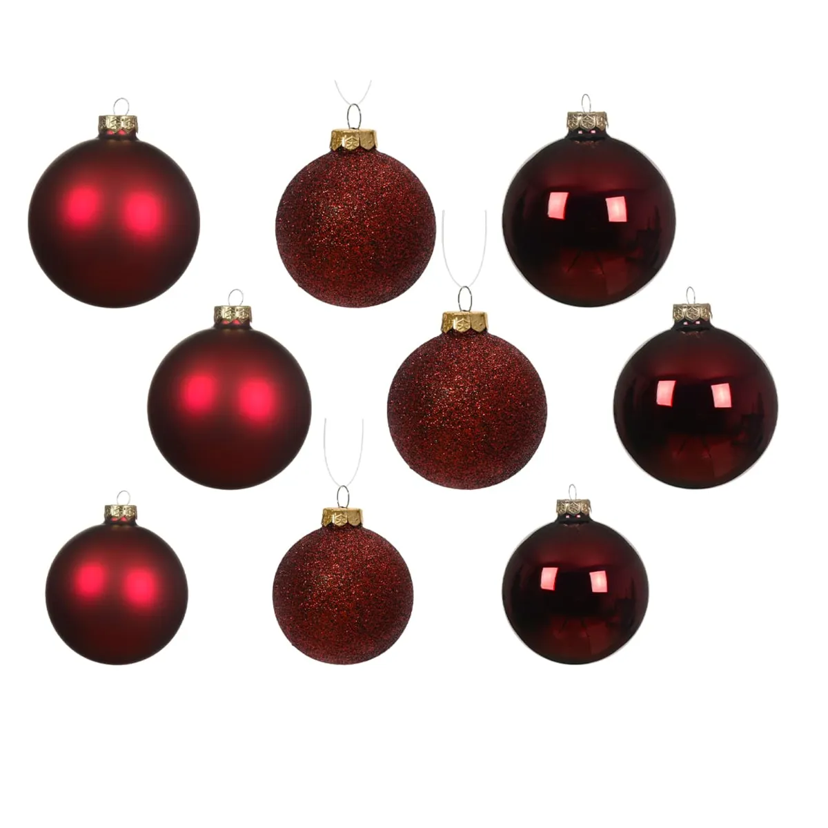 Lot de 21 boules de Noël en verre Assorties Cristal Bordeaux