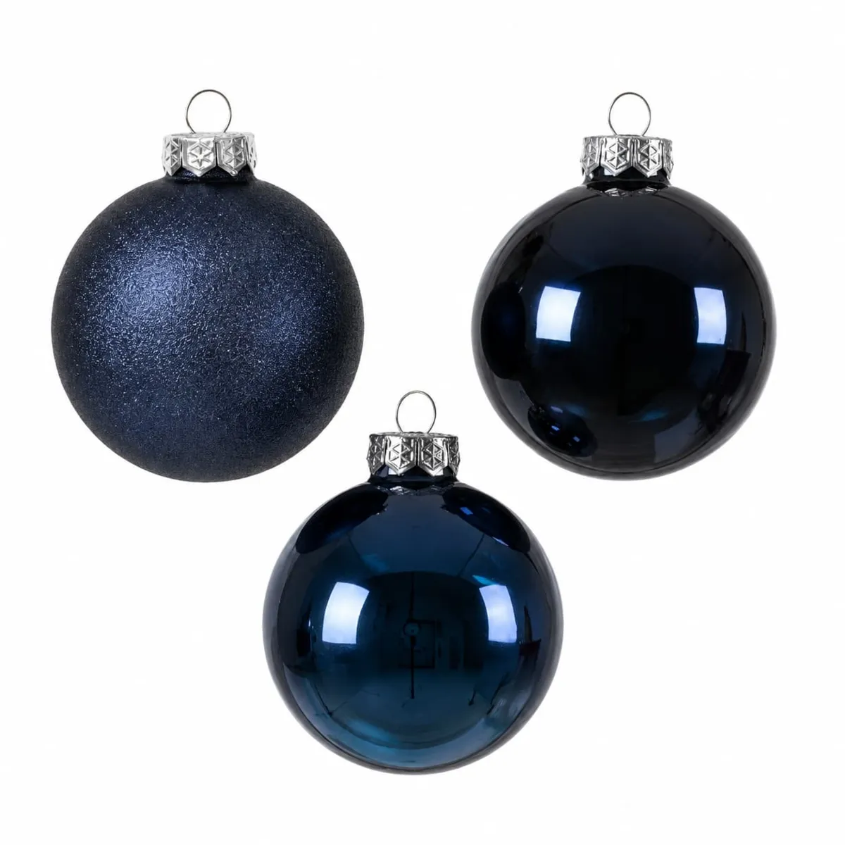 Lot de 21 boules de Noël en verre Assorties Cristal Bleu nuit