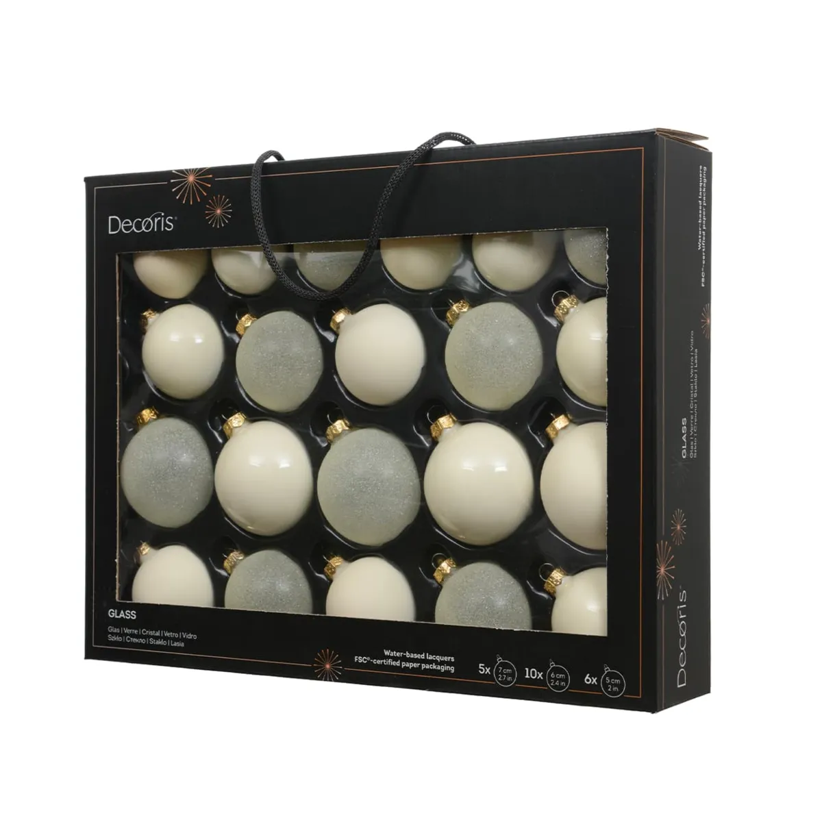 Set di 21 palline di Natale in vetro assortite Cristallo Bianco lana