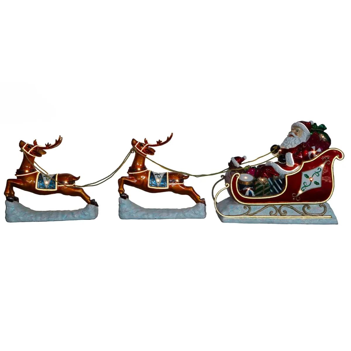 Addobbi natalizi luminosi (H59 cm) La Slitta Magica di Babbo Natale Bianco caldo