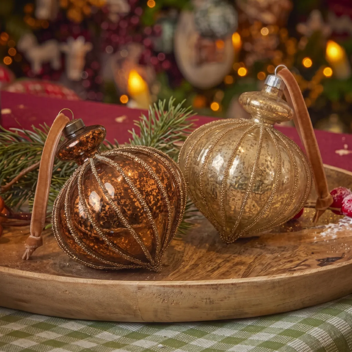 Set di 12 palline di natale (D80 mm) Opaline Marrone caffè e caramello