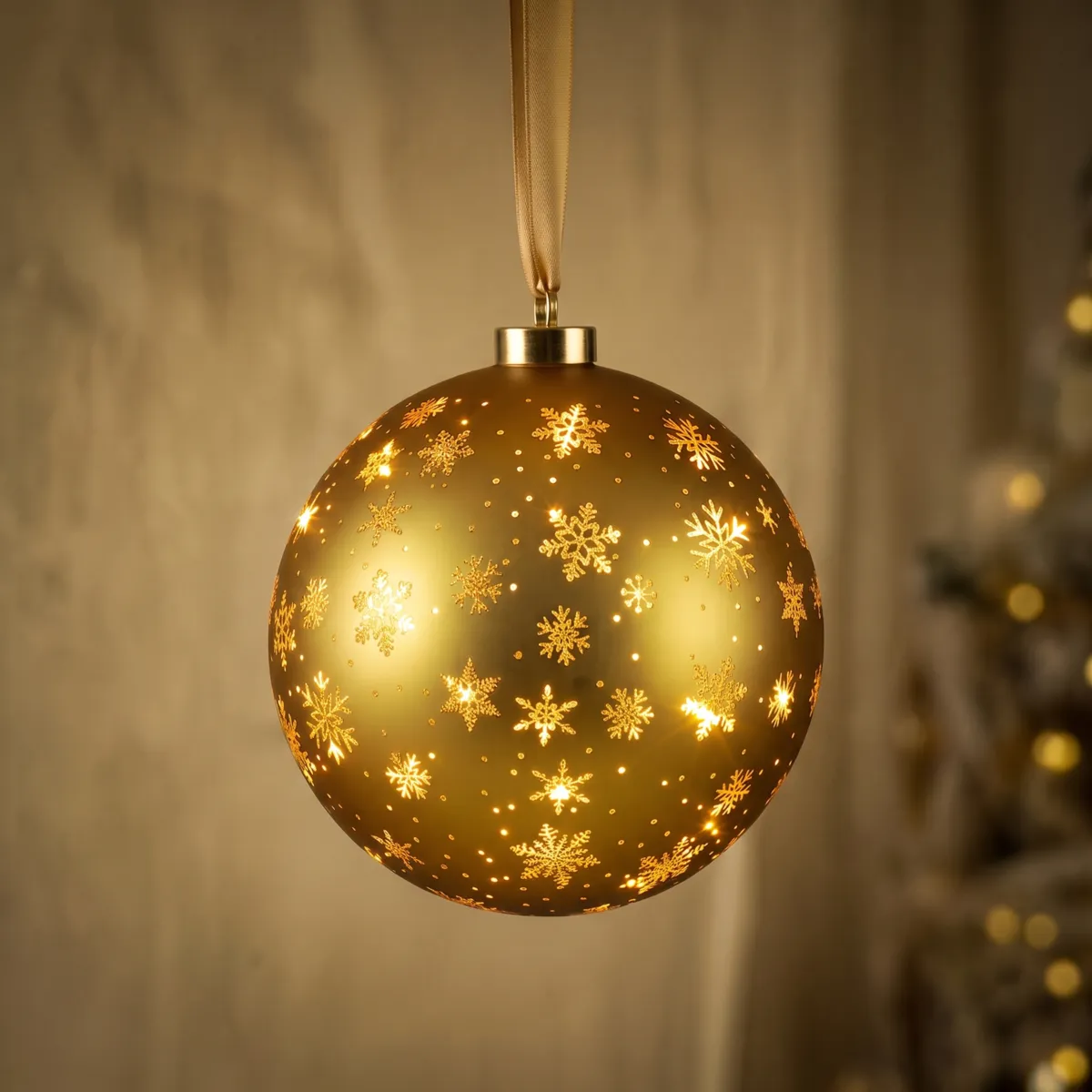 Decorazione luminosa a pile 20 LED (D19 cm) Fiocchi e stelle Oro
