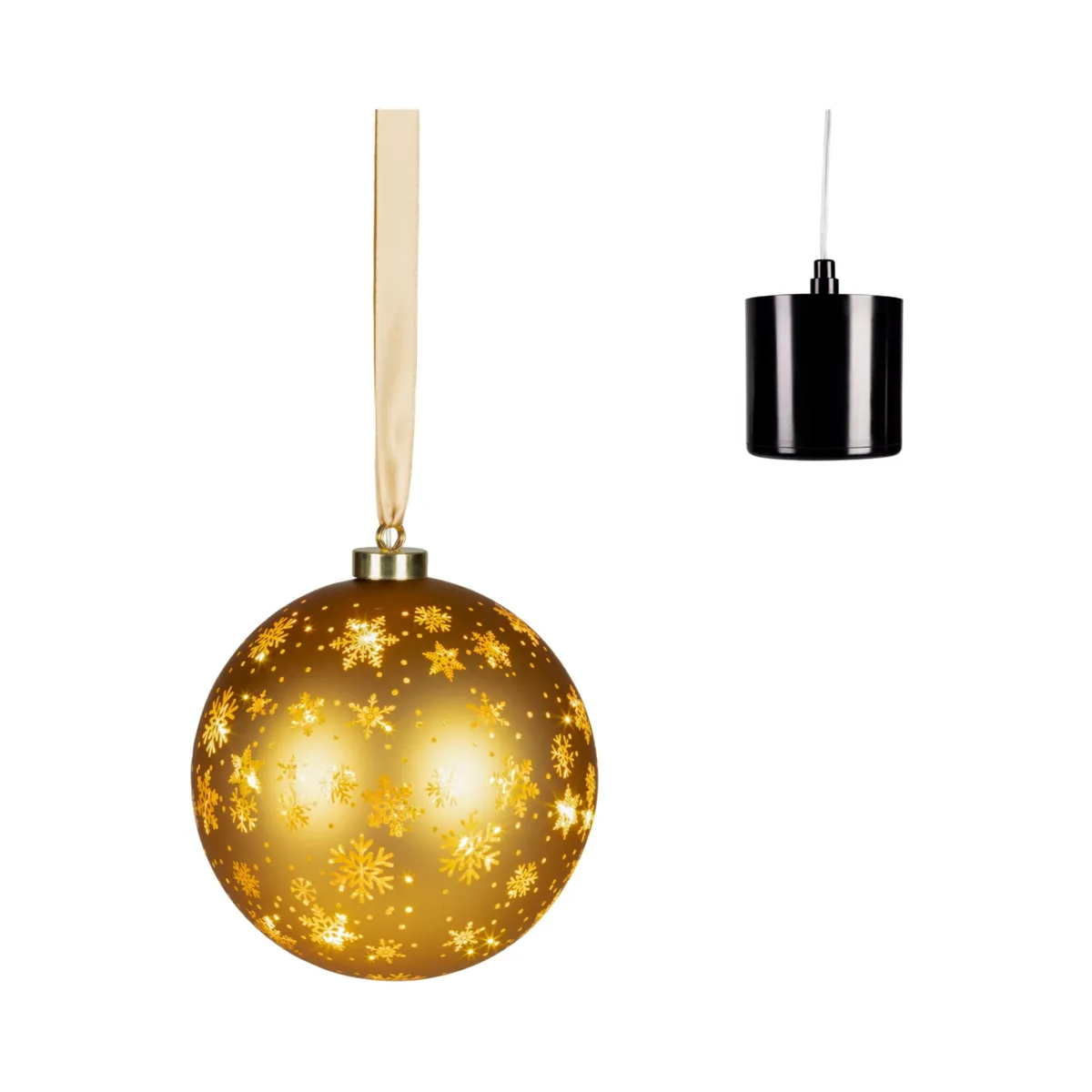 Decorazione luminosa a pile 20 LED (D19 cm) Fiocchi e stelle Oro