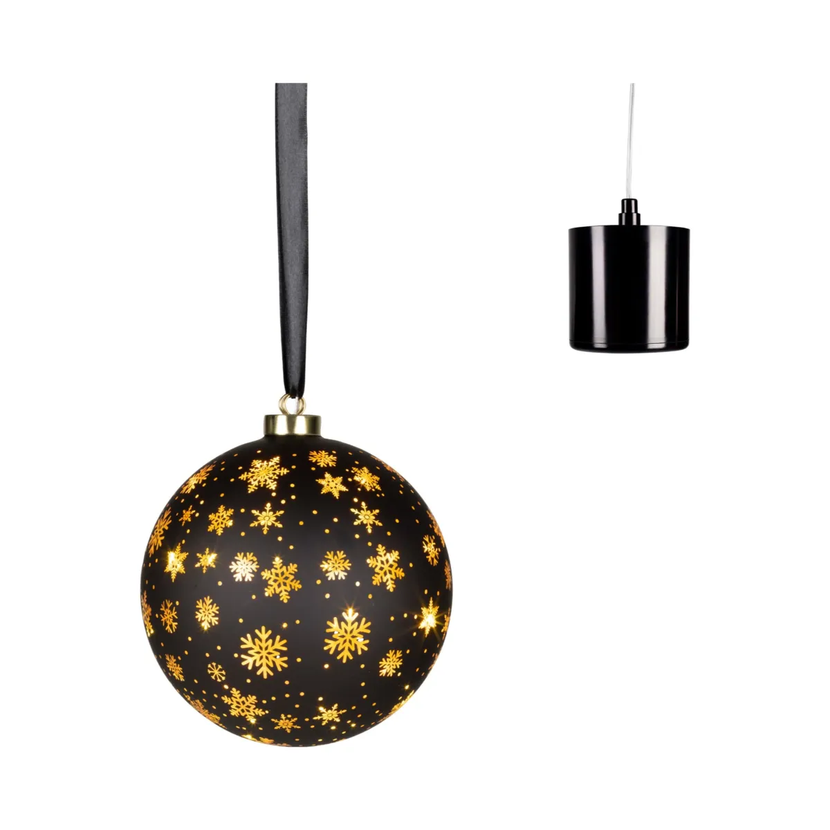 Sospensione luminosa a pile 20 LED (D19 cm) Fiocchi e stelle Nero