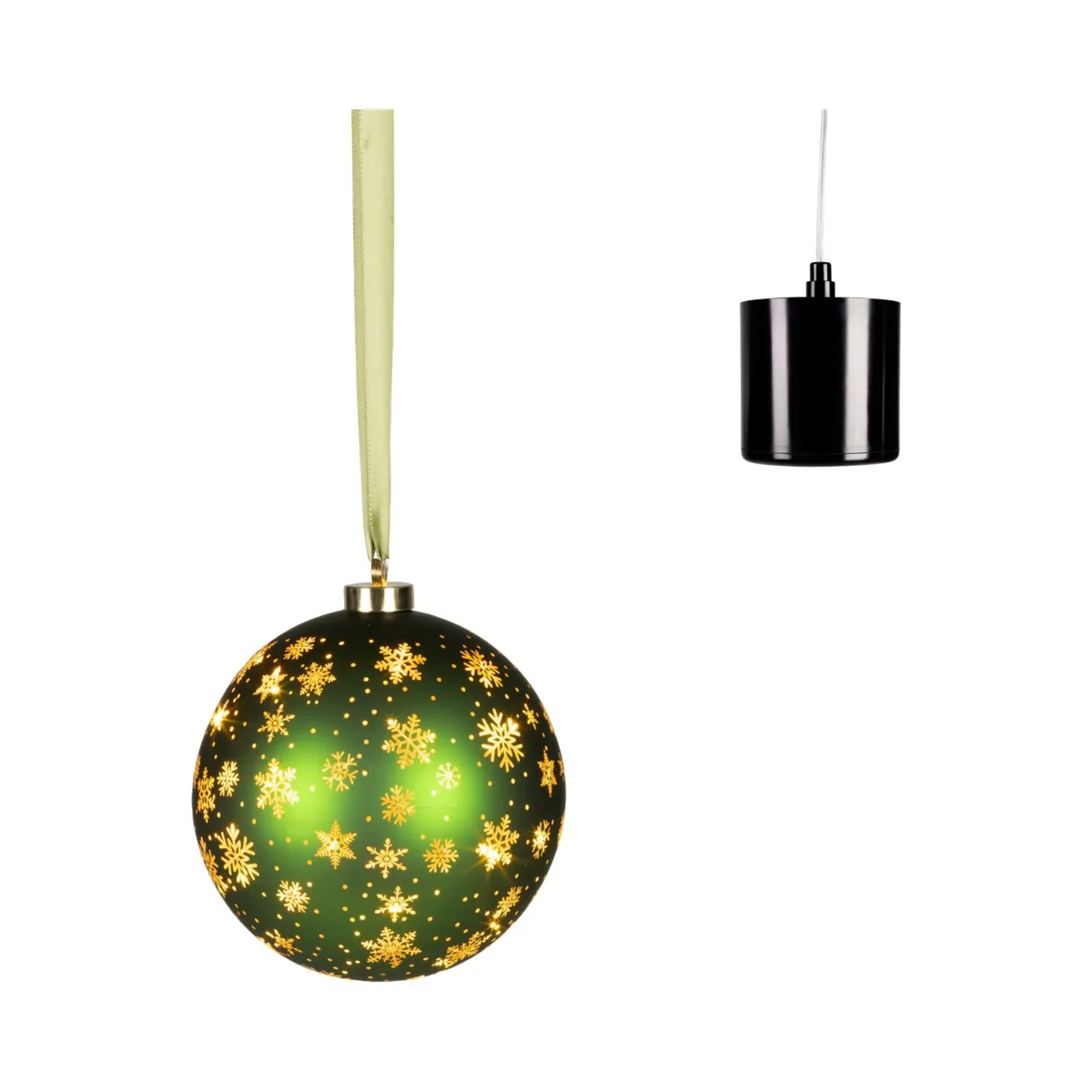 Sospensione luminosa a pile 20 LED (D19 cm) Fiocchi e stelle Verde
