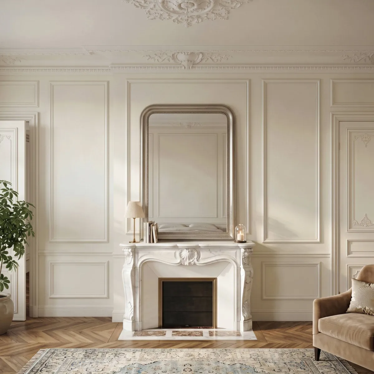 Specchio da parete rettangolare (76 x 106 cm) Archi Argento
