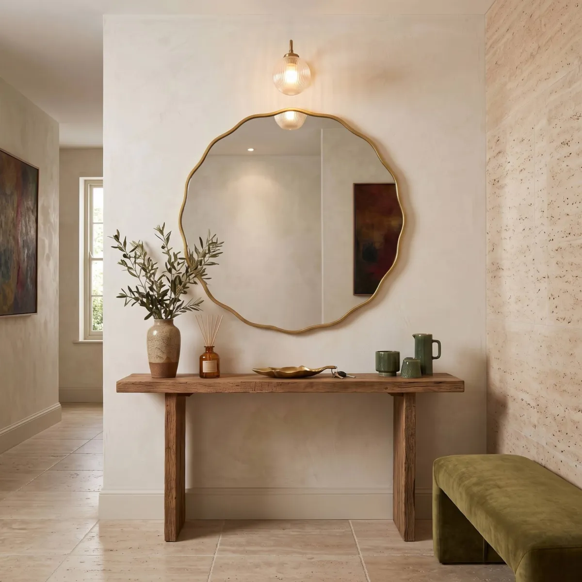 Specchio da parete rotondo (70 cm) Ilys Oro