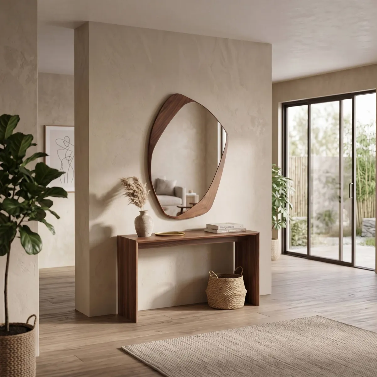 Specchio da parete in legno (60 cm) Lumya Naturale