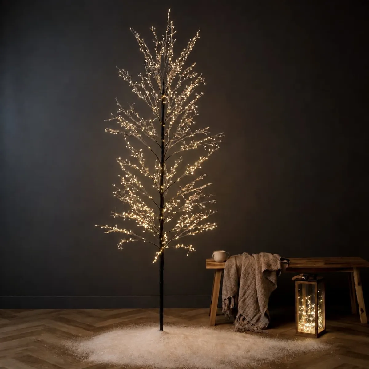 Albero luminoso 1350 LED (H150 cm) Sélénis Nero e Bianco caldo