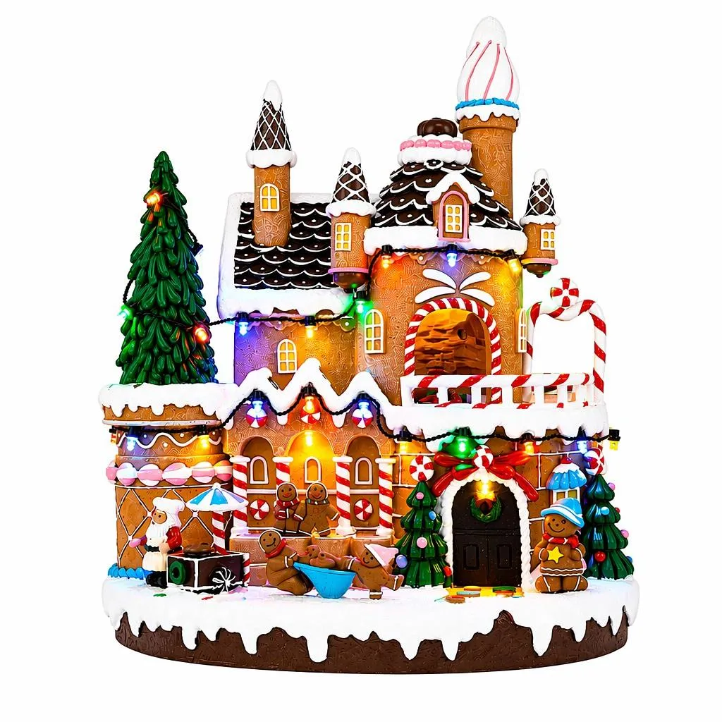 Villaggio di Natale luminoso e musicale Funziona a pile (H27 cm) Gingerbread