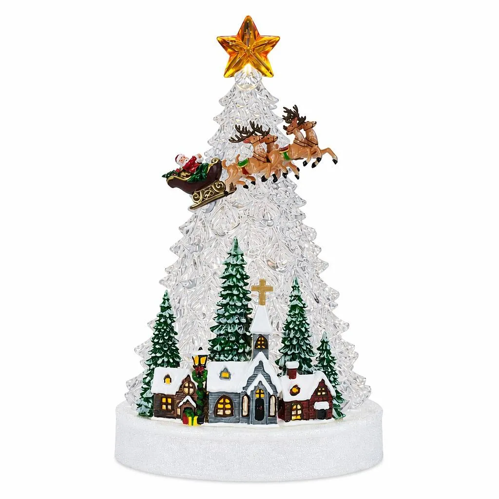 Villaggio di Natale luminoso e animato a pile (H31 cm) L'Odissea di Babbo Natale