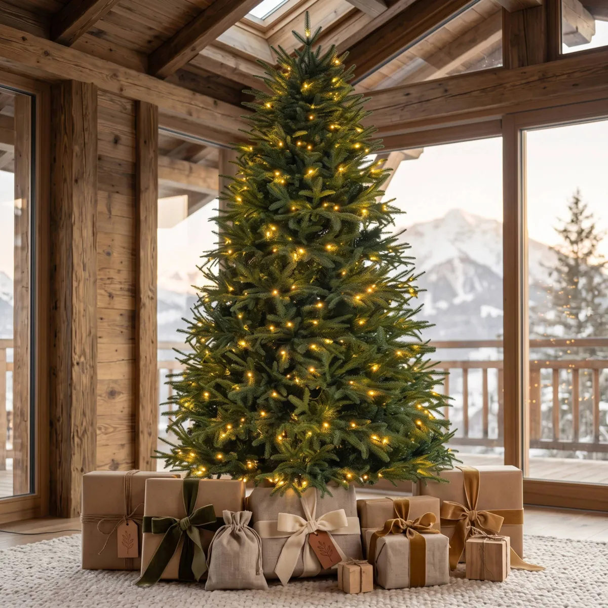 Albero di Natale artificiale luminoso 600 LED (H240 cm) Lucania Verde e bianco caldo