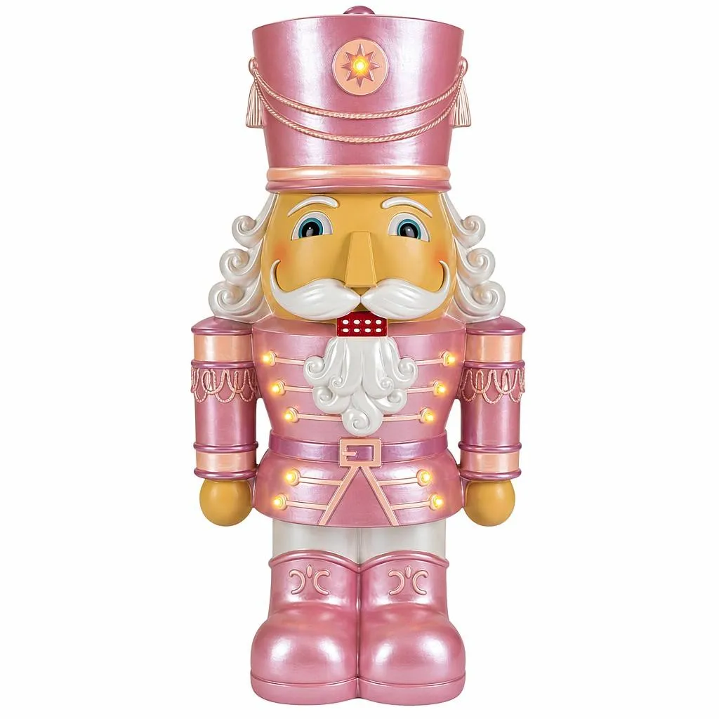 Schiaccianoci luminoso a pile 11 LED (H48 cm) Ebenezer Rosa perla