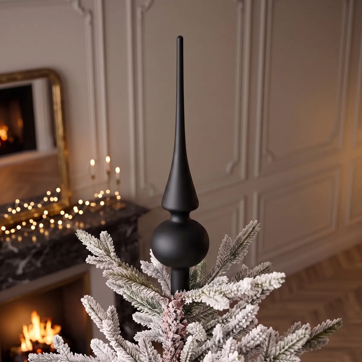 Puntale per albero di Natale in vetro Boréal Nero