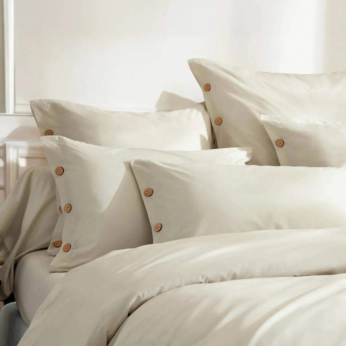 Copripiumino in percalle di cotone (240 x 220 cm) Diane Beige
