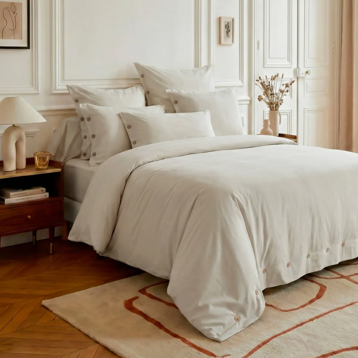 Lenzuolo sotto con angoli in percalle di cotone (200 x 200 cm) Diane Beige