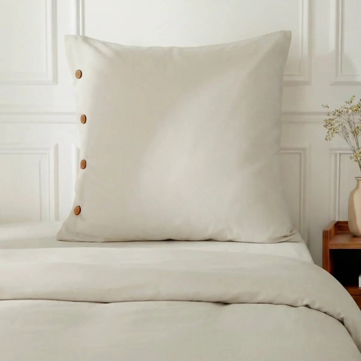Federa quadrata in percalle di cotone (65 x 65 cm) Diane Beige