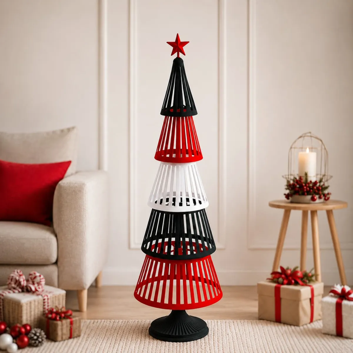 Albero di Natale in metallo (H104 cm) Galaxy Rosso e nero