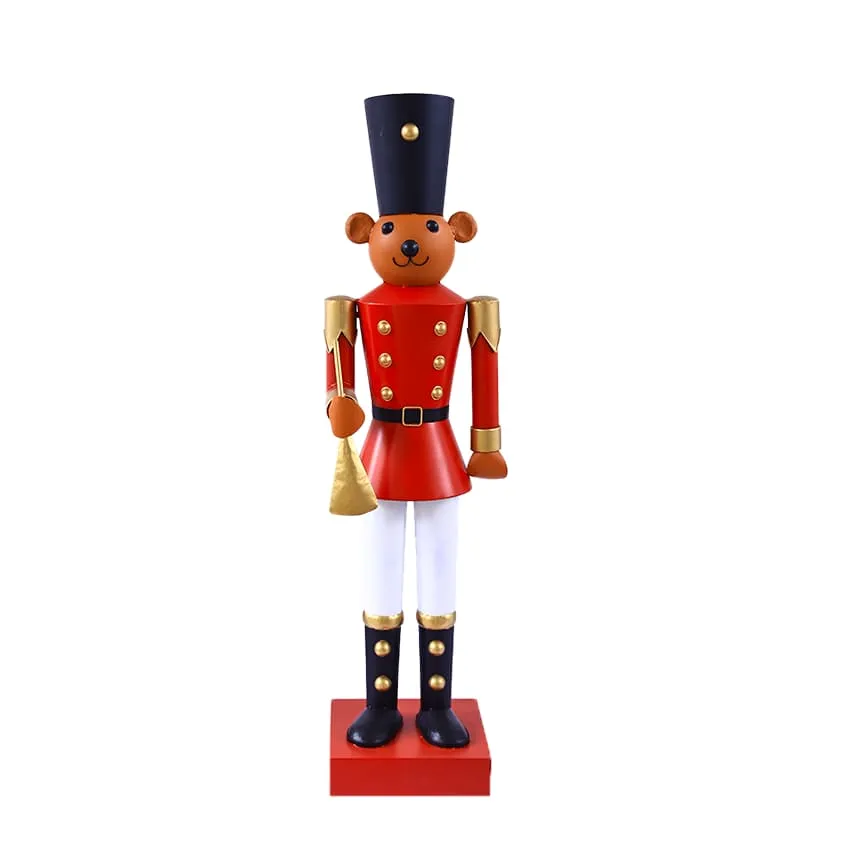 Schiaccianoci decorativo in metallo (H119 cm) Orso Guardia di Natale Rosso e nero