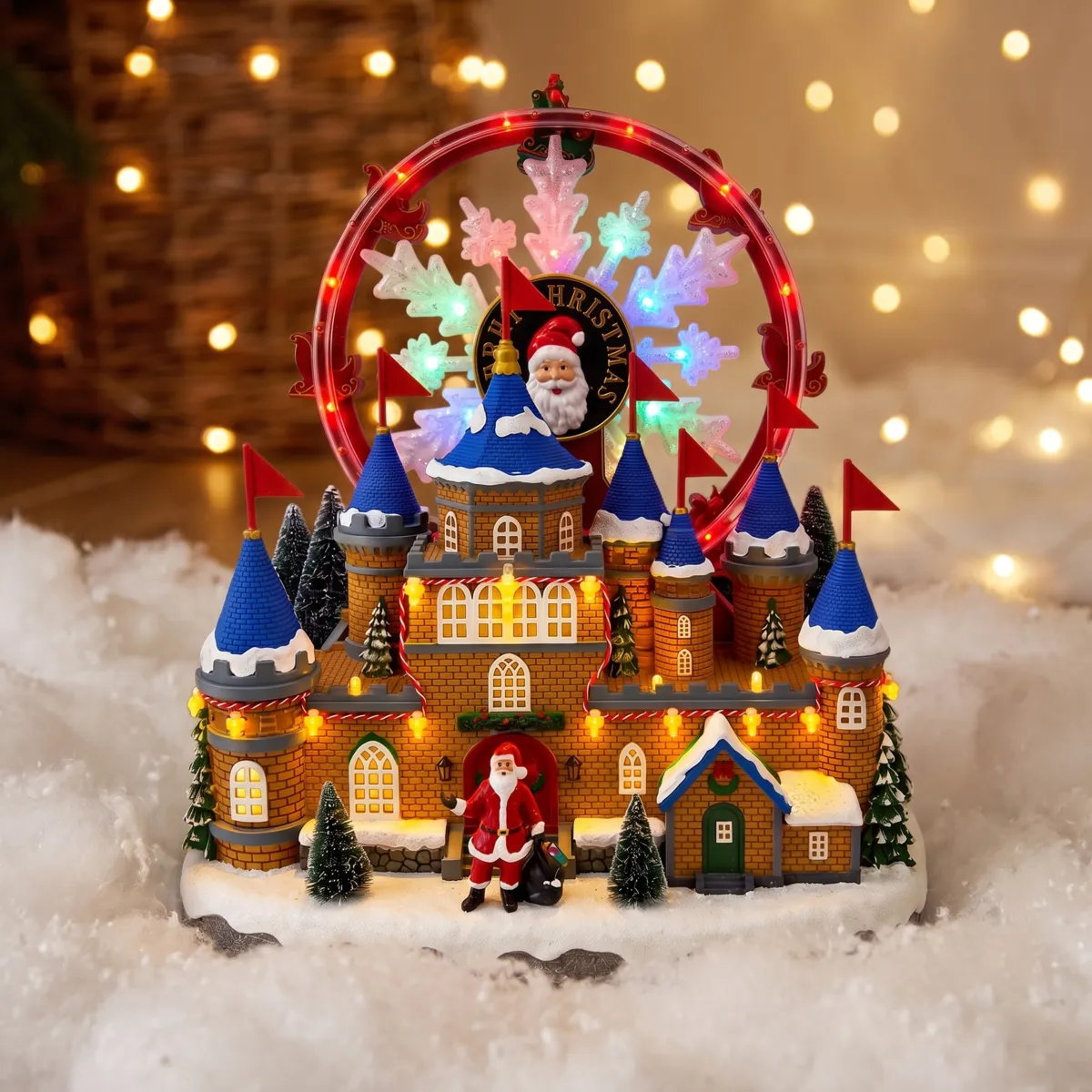 Villaggio di Natale animato e musicale (H28 cm) Grande ruota del Papà Lexi