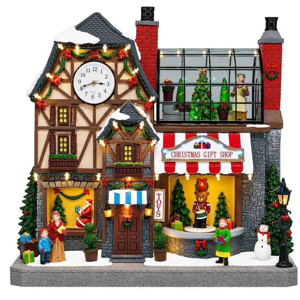 Villaggio di Natale luminoso animato e musicale (H38 cm) Il Campanile dell'atelier Mila Spark