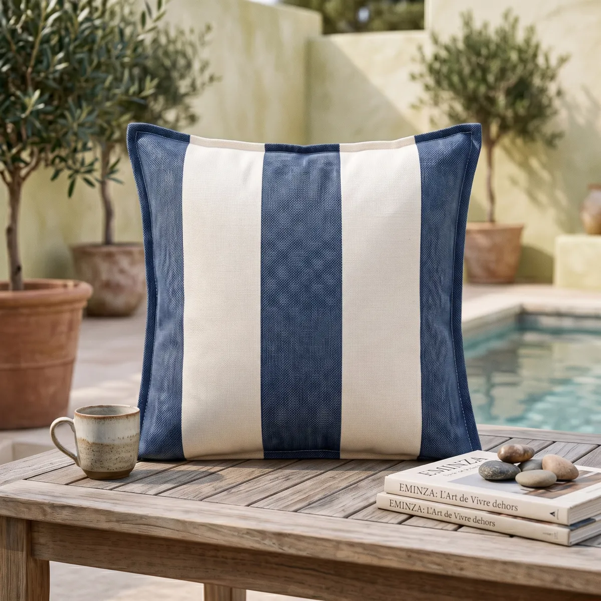 Copricuscino da esterno quadrato idrorepellente (45 x 45 cm) Noa Blu mezzanotte