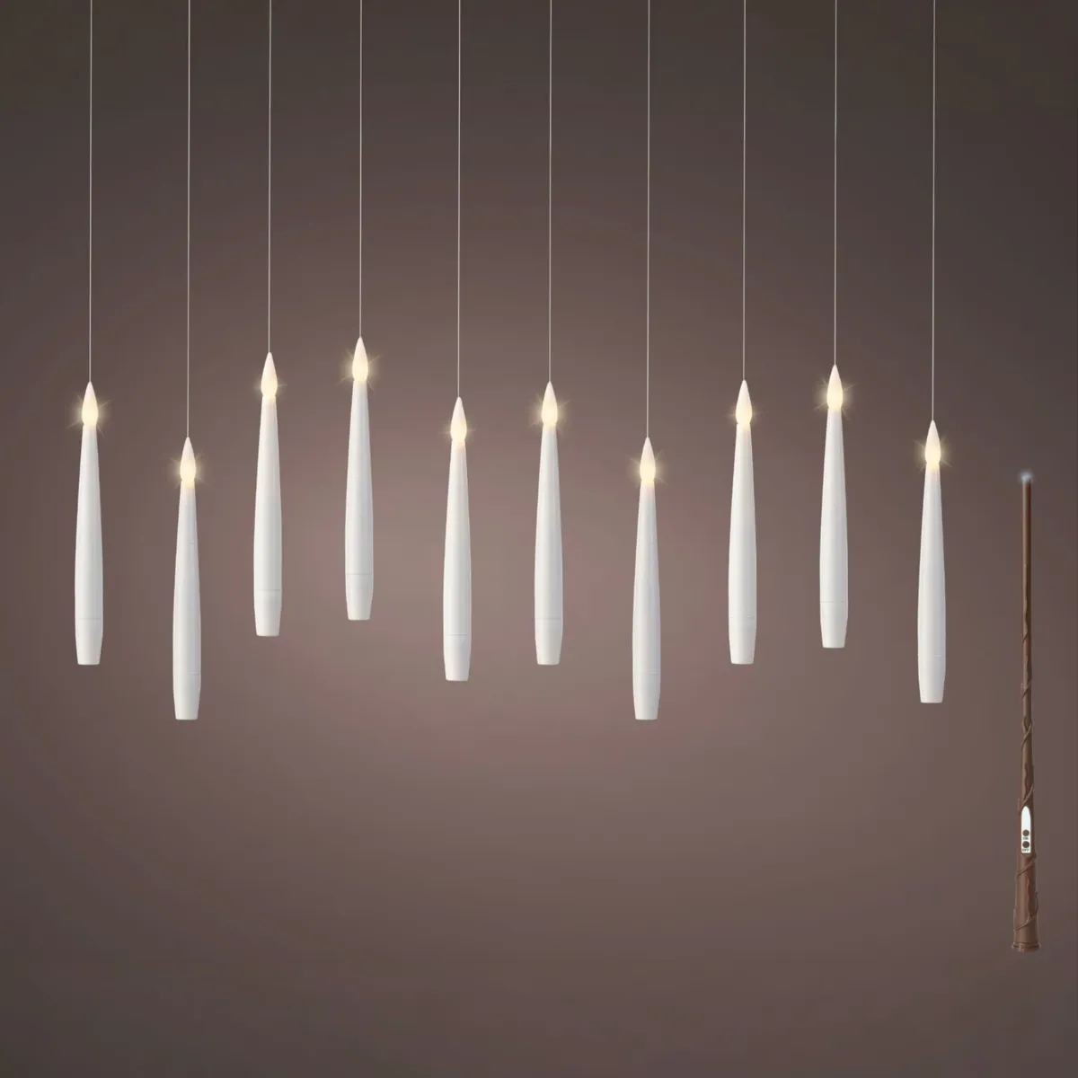 Set di 10 candele LED sospese a pile (H15 cm) Luci nell'aria Bianco caldo