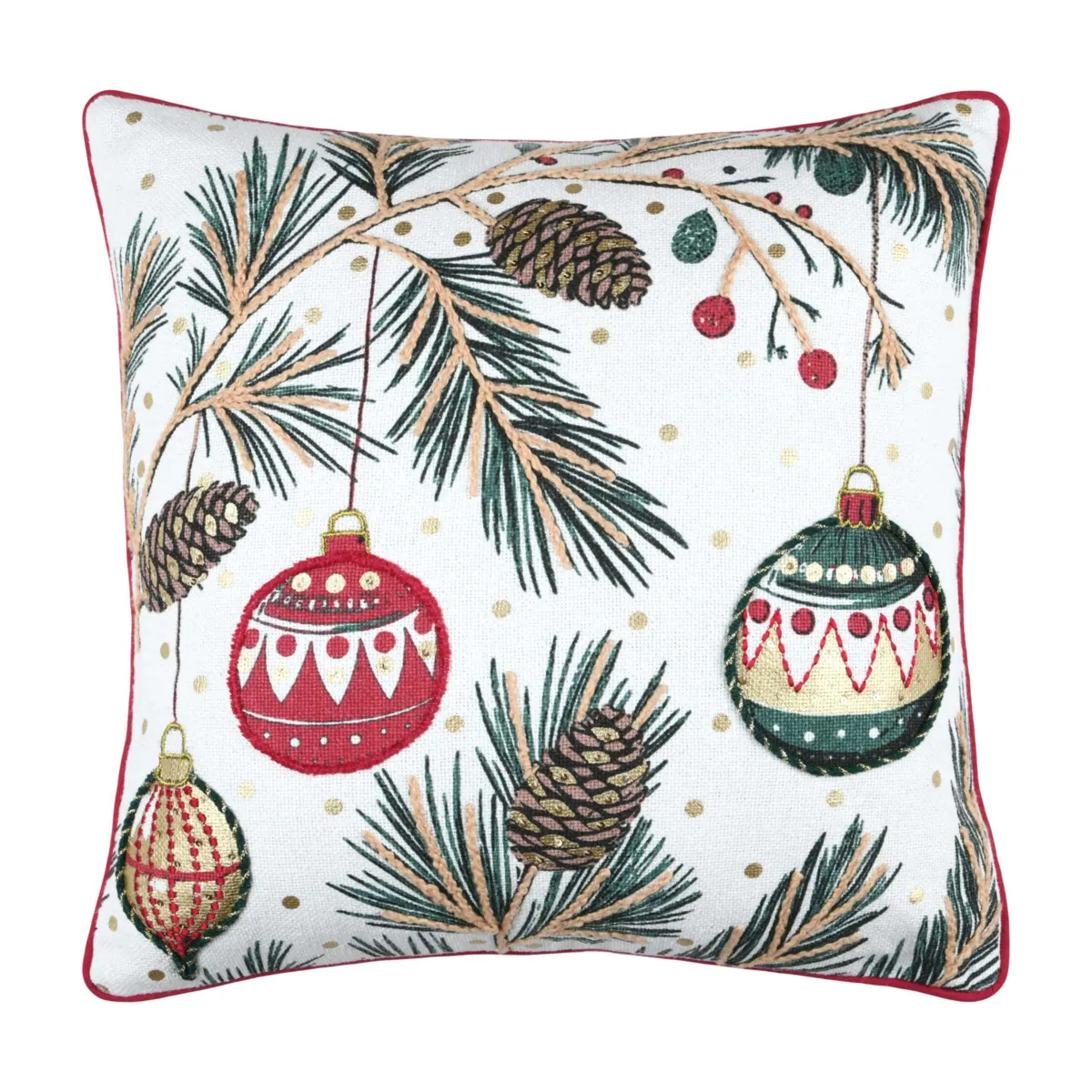 Cuscino natalizio quadrato in cotone (45 x 45 cm) Clark Ecru