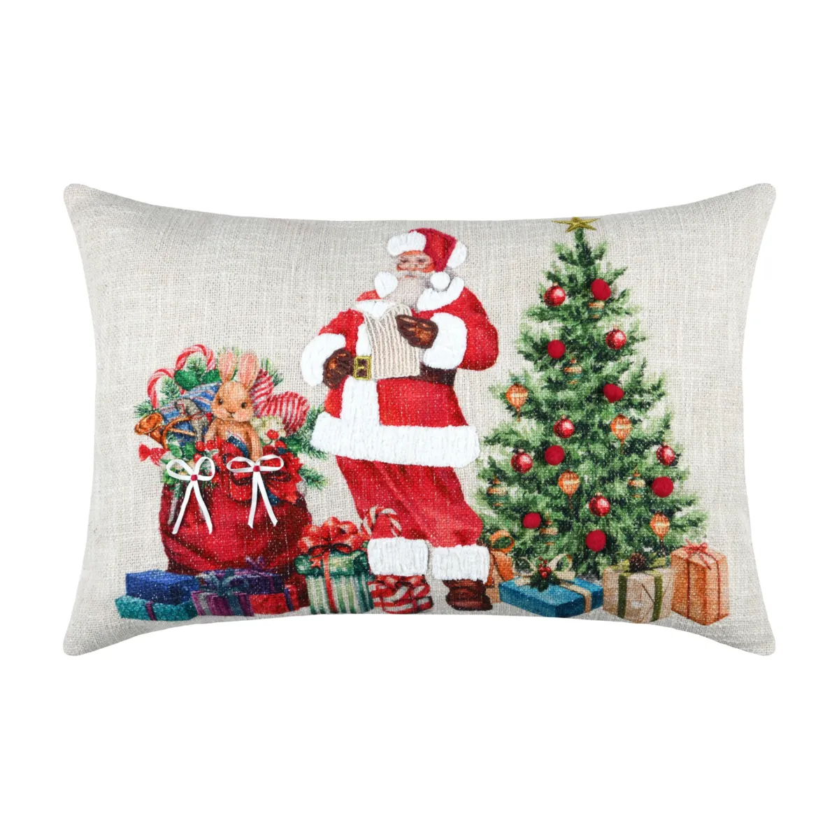 Cuscino di Natale rettangolare cotone (40 x 60 cm) Babbo Natale Rosso